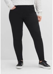 Große Größen Skinny Twillhose mit Gummibund Gr. 44 schwarz von sheego für Damen