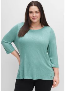 Große Größen Shirt mit 3/4-Arm und Reißverschluss hinten Gr. 44/46 grün von sheego für Damen
