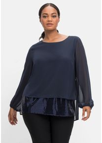 Große Größen Tunika 2-in-1 Optik, mit Pailletten am Saum, aus Chiffon Gr. 58 blau von sheego für Damen