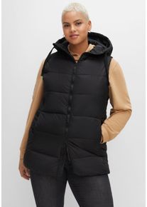 Große Größen Steppweste in A-Linie, mit Kapuze und 2-Wege-Zipper Gr. 46 schwarz von sheego für Damen