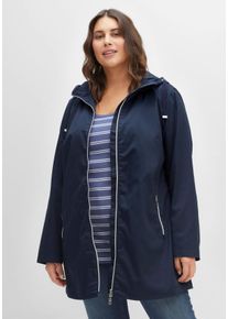 Große Größen Übergangsjacke in A-Linie, mit Kapuze und Reißverschluss Gr. 44 blau von sheego für Damen
