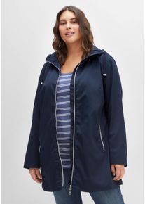 Große Größen Übergangsjacke in A-Linie, mit Kapuze und Reißverschluss Gr. 44 blau von sheego für Damen