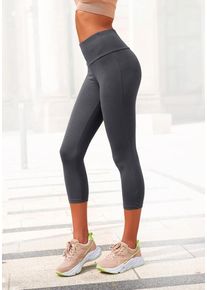 Lascana Caprileggings grau Gr. 32/34 für Damen. Mit Logodruck. Basic. Nachhaltig.