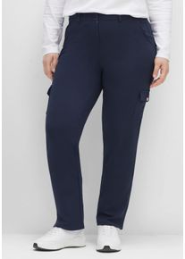Große Größen Gerade Hose im Cargo-Stil, mit Pattentaschen Gr. 54 blau von sheego für Damen