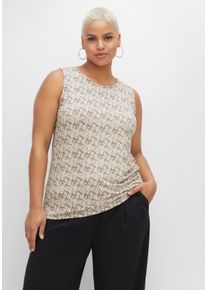 Große Größen Tanktop mit Alloverdruck und Seitenschlitzen Gr. 52 beige bedruckt von sheego für Damen