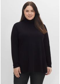 Große Größen Langarmshirt mit Rollkragen, in A-Linie Gr. 56/58 schwarz von sheego für Damen