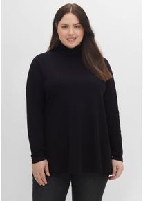 Große Größen Langarmshirt mit Rollkragen, in A-Linie Gr. 56/58 schwarz von sheego für Damen