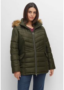 Große Größen Steppjacke mit abnehmbarer Kapuze Gr. 46 grün von sheego für Damen