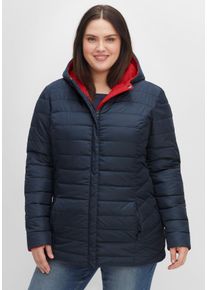 Große Größen Wendejacke mit Kapuze, beidseitig tragbar Gr. 42 blau von sheego für Damen