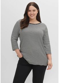 Große Größen 3/4-Arm-Shirt mit garngefärbten Ringeln Gr. 40/42 schwarz von sheego für Damen