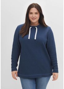 Große Größen Sweatshirt mit Tunnelzug, aus Waffelpiqué Gr. 40/42 blau von sheego für Damen