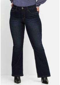 Große Größen Bootcut-Jeans mit 3D-Catfaces Gr. 40 blau von sheego für Damen