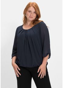 Große Größen Tunika aus Chiffon, mit gelegten Falten am Ausschnitt Gr. 40/42 blau von sheego für Damen