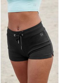 active by Lascana LASCANA ACTIVE Shorts schwarz Gr. L (44/46) für Damen. Mit Logodruck, Bindeband. Bequem. Nachhaltig.