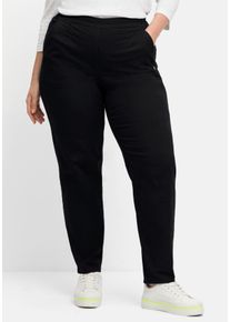 Große Größen Chinohose mit Schlupfbund, aus weichem Twill Gr. 58 schwarz von sheego für Damen