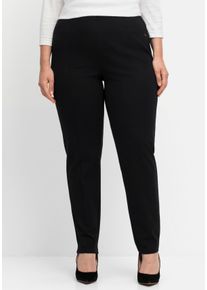 Große Größen Jerseyhose aus Interlock, schmale Beinform Gr. 56 schwarz von sheego für Damen