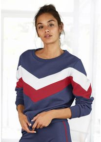 H.I.S. H.I.S Sweatshirt mehrfarbig Gr. 36/38 für Damen. Rundhals und Logodruck. Bequem. Nachhaltig.