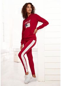 H.I.S. H.I.S Kapuzensweatshirt rot Gr. 32/34 für Damen. Mit Logodruck. Nachhaltig.