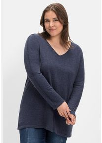 Große Größen Pullover mit Kaschmir und Ajourstrick-Details Gr. 40/42 blau von sheego für Damen