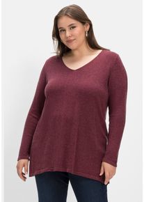 Große Größen Pullover mit Kaschmir und Ajourstrick-Details Gr. 40/42 rot von sheego für Damen