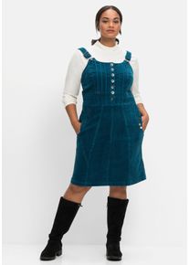 sheego by Joe Browns Große Größen Latzkleid aus Cord, mit Druckknöpfen und Taschen Gr. 54 blau von sheego für Damen
