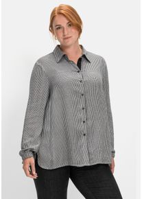 Große Größen Hemdbluse im Pepitamuster, aus Viskose Gr. 42 schwarz von sheego für Damen
