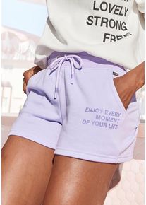 Buffalo Sweatshorts violett Gr. 32/34 für Damen. Mit Druck. Bequem. Nachhaltig.