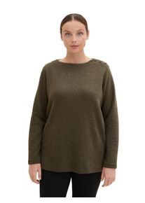 Tom Tailor Große Größen Sweatshirt mit Knopfleiste auf der Schulter Gr. 54 grün für Damen