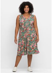sheego by Joe Browns Große Größen Jerseykleid mit Blumendruck und gelegten Falten Gr. 54 blau geblümt von sheego für Damen