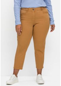 Große Größen Schmale Twill-Hose in 7/8-Länge, mit Zipper-Details Gr. 40 braun von sheego für Damen