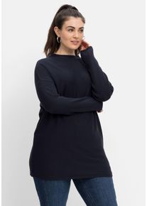 Große Größen Pullover mit Stehkragen, in flauschiger Qualität Gr. 56/58 blau von sheego für Damen