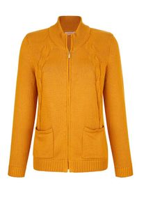MONA Strickjacke aus reiner Baumwolle, senfgelb, Gr. 48