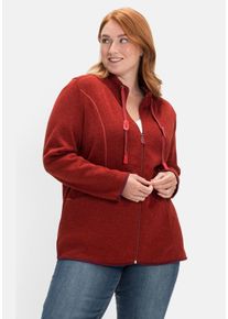 Große Größen Strickfleecejacke mit Stehkragen Gr. 40/42 rot von sheego für Damen