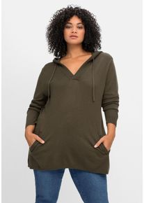 Große Größen Pullover mit Kaschmir und leichter A-Linie Gr. 48/50 grün von sheego für Damen