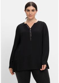 Große Größen Tunika mit Pailletten am V-Ausschnitt Gr. 56 schwarz von sheego für Damen