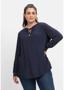 Große Größen Tunika mit Bindeband am Ausschnitt Gr. 40 blau von sheego für Damen