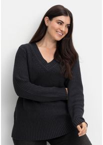 Große Größen Pullover in Perlfangstruktur, weiche Qualität Gr. 56/58 grau von sheego für Damen