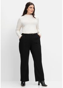 Große Größen Gerade Businesshose mit Biesen und Teilgummibund Gr. 44 schwarz von sheego für Damen