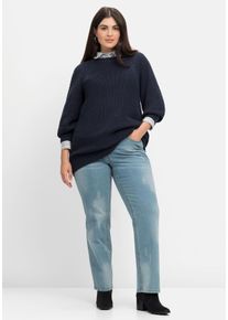 Große Größen Gerade Jeans mit Destroyed-Effekten und Catfaces Gr. 40 blau von sheego für Damen