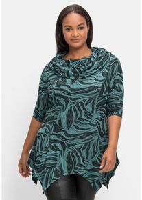 sheego by Joe Browns Große Größen Longshirt mit Ausbrenner-Muster und Zipfelsaum Gr. 44/46 schwarz von sheego für Damen
