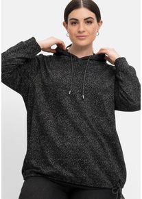 Große Größen Sweatshirt mit Kapuze, in Salz-und-Pfeffer-Optik Gr. 40/42 schwarz von sheego für Damen