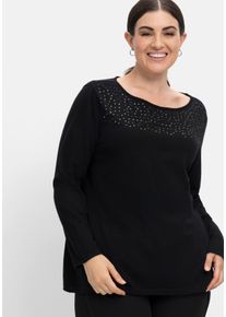 Große Größen Pullover mit Pailletten, weiche Strickqualität Gr. 48/50 schwarz von sheego für Damen