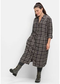 Große Größen Kariertes Blusenkleid mit Taillennaht Gr. 56 grau von sheego für Damen
