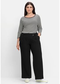 Große Größen Weite Hose im Curvy-Schnitt ELLA mit Bundfalten Gr. 48 schwarz von sheego für Damen
