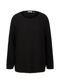 Tom Tailor Damen Shirt mit Fledermausärmeln, schwarz, Logo Print, Gr. XL
