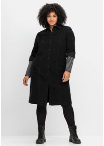 Große Größen Hemdblusenkleid aus weichem Cord Gr. 52 schwarz von sheego für Damen