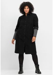Große Größen Hemdblusenkleid aus weichem Cord Gr. 50 schwarz von sheego für Damen