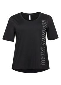 Große Größen Funktionsshirt mit seitlichem Frontdruck Gr. 56/58 schwarz von sheego für Damen