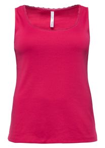 Große Größen Tanktop mit Spitze am Rundhalsausschnitt Gr. 58 pink von sheego für Damen