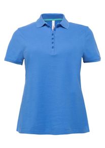 Große Größen Poloshirt mit kurzem Arm, in Piqué-Qualität Gr. 56/58 blau von sheego für Damen